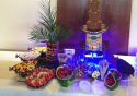 Słodki stół - fontanna czekoladowa i palmy owocowe